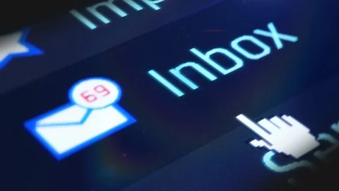 Mouse cursor pressing on inbox folder, incoming e-mails, texts, communication Stock Footage 117229321