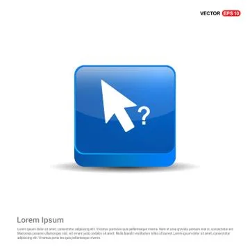 Mouse cursor question icon - 3d Blue Button Illustrazione stock