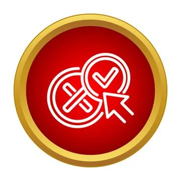 Mouse cursor selecting checkmark and cross symbols Stock Illustration