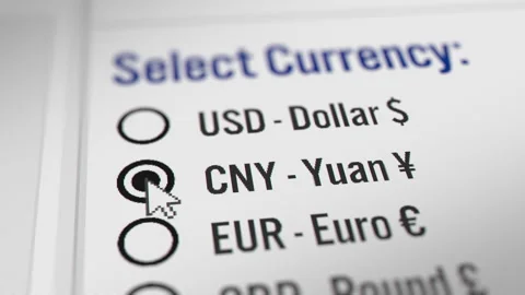 Mouse Cursor Selecting the Chinese yuan (CNY) Currency Radio Button Video stock 246924833