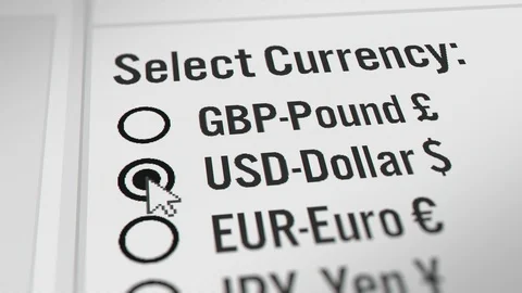 Mouse Cursor Selecting Currency Radio Button Stock Footage 122743440