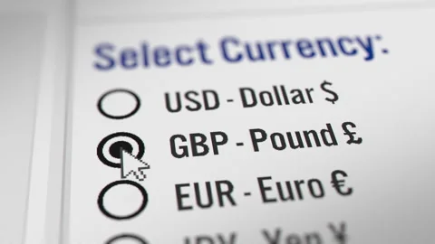 Mouse Cursor Selecting the Pound (GBP) Currency Radio Button Stock Footage 246905067