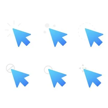 Mouse cursor set. Click icon. Mouse pointer set. Vector illustration. Stock Illustration