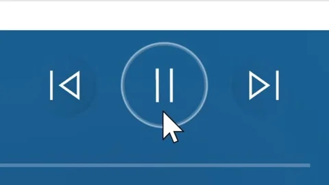 Mouse Cursor Slides Over And Clicks Pause Button. Device Screen View Stock Footage 151179590