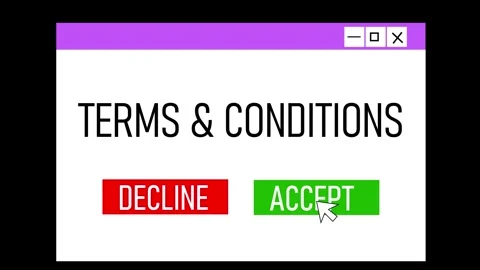 Mouse cursor slides over and clicks. I accept on web page interface simulat.. Stock Footage 313382051