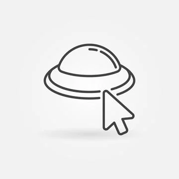 Mouse Cursor on UFO vector concept outline icon or symbol Illustrazione stock
