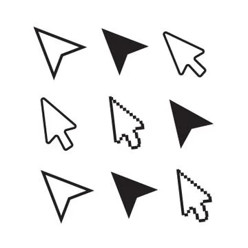 Mouse cursors. Computer finger pointers vector. Mouse pointer finger flat Stock Illustration