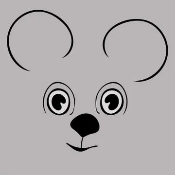 Mouse cute funny cartoon head Illustrazione stock