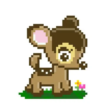 Mouse Deer Pixel. for 8 bit games. cross stitch pattern or t-shirt design Stock Illustration