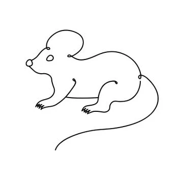 Mouse drawn in one line. Isolated vector Illustrazione stock