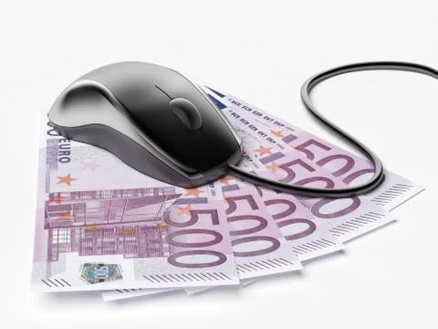 Mouse with euro bills Illustrazione stock
