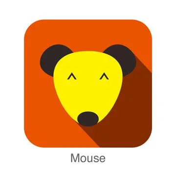 Mouse face flat icon design. Animal icons series. Stock Illustration