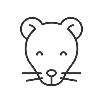 Mouse face, icon in line design. mouse, animal, rodent, pet, cute, small, mammal Stock Illustration