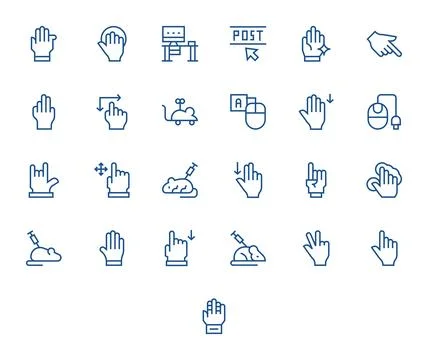 Mouse featuring 25 Retina Ready Vector Icons in Regular Line Design Stock Illustration