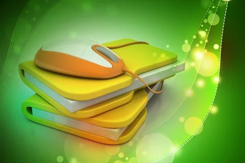 Mouse with file folder Stock Illustration