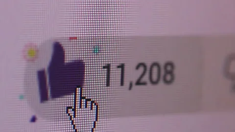 Mouse Finger Cursor Clicking "Like" Button. Close Up. Stock Footage 233373928