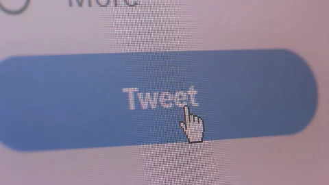 Mouse Finger Cursor Clicking the Tweet Button in Twitter. Close Up. 動画素材 233373221