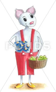 Mouse with flowers Stock Illustration