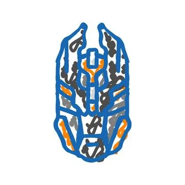 Mouse gaming pc icon doodle illustration Stock Illustration