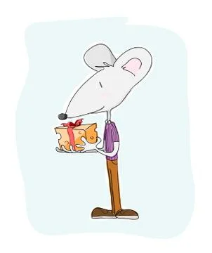 Mouse Giving A Present Stock Illustration