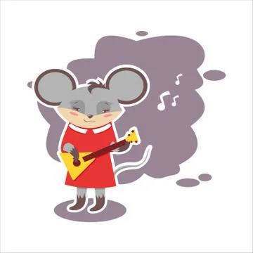 Mouse with the guitar Stock Illustration