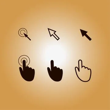 Mouse, hand, arrow Ilustración de archivo
