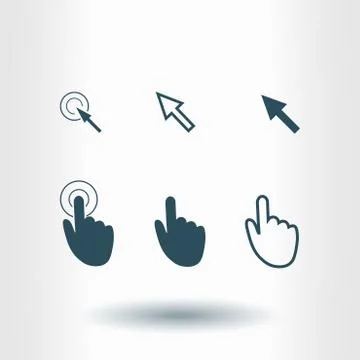 Mouse, hand, arrow. Ilustración de archivo