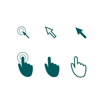 Mouse, hand, arrow. Illustrazione stock