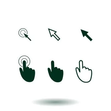 Mouse, hand, arrow. Ilustración de archivo