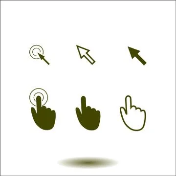 Mouse, hand, arrow. Illustrazione stock