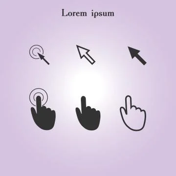 Mouse, hand, arrow. Ilustración de archivo