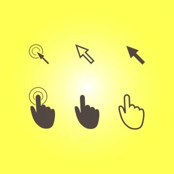 Mouse, hand, arrow. Illustrazione stock