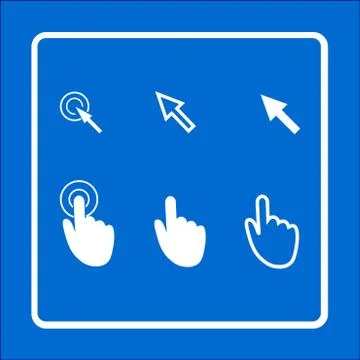 Mouse, hand, arrow. Illustrazione stock