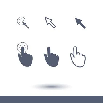 Mouse, hand, arrow. Illustrazione stock