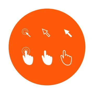 Mouse, hand, arrow. Illustrazione stock