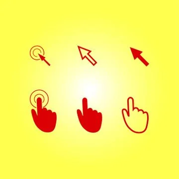 Mouse, hand, arrow. Illustrazione stock