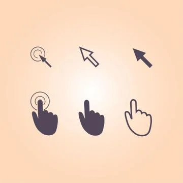 Mouse, hand, arrow. Illustrazione stock
