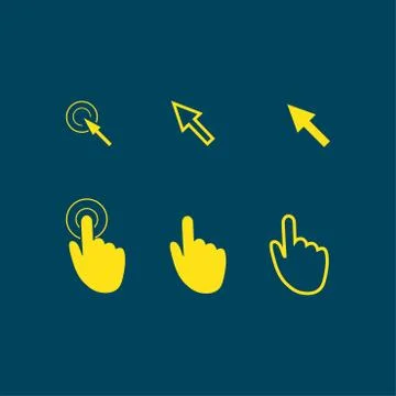 Mouse, hand, arrow. Ilustración de archivo