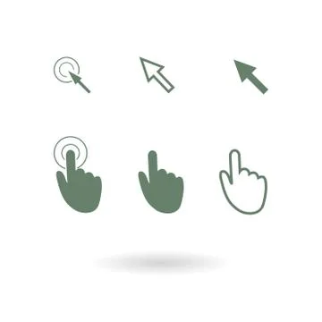 Mouse, hand, arrow. Ilustración de archivo