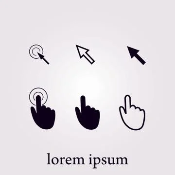 Mouse, hand, arrow. Illustrazione stock