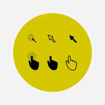 Mouse, hand, arrow. Illustrazione stock
