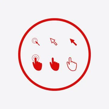 Mouse, hand, arrow. Stock Illustration