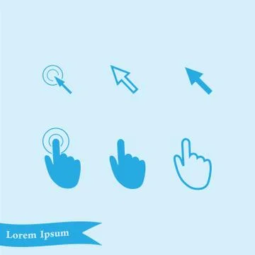 Mouse, hand, arrow. Stock Illustration