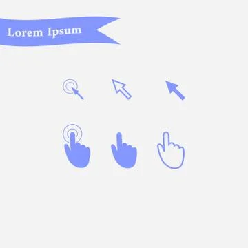 Mouse, hand, arrow. Illustrazione stock