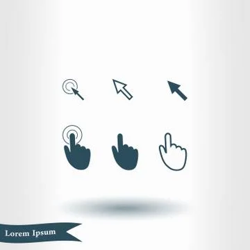 Mouse, hand, arrow. Ilustración de archivo