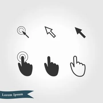 Mouse, hand, arrow. Ilustración de archivo