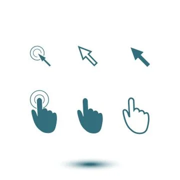 Mouse, hand, arrow. Ilustración de archivo