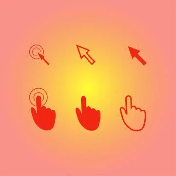 Mouse, hand, arrow. Illustrazione stock