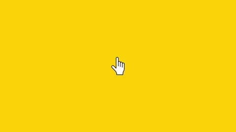 Mouse hand click video 4k animated on yellow background Stock Footage 306755310