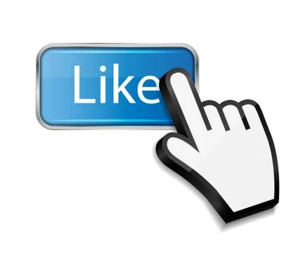 Mouse hand cursor on like button illustration Ilustração Stock